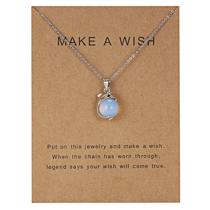 Women's Temperament Dolphin Shape Natural Stone Paper Card Necklace