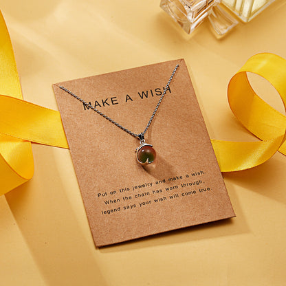 Women's Temperament Dolphin Shape Natural Stone Paper Card Necklace