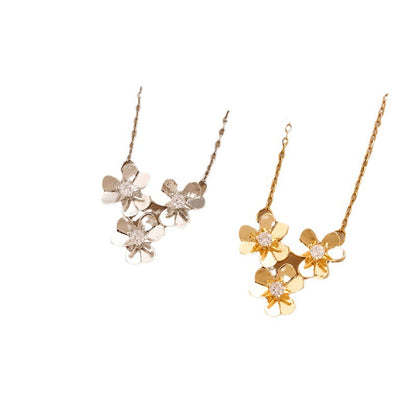 Clover Necklace Electroplated Full Diamond Female