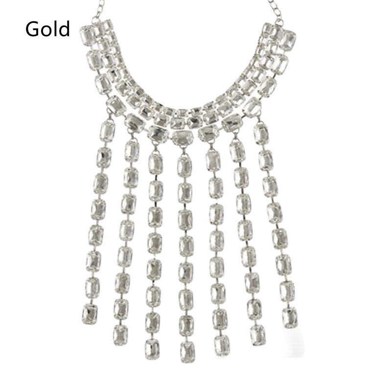 Women's Fashion Rhinestone Multi-layered Tassel Necklace