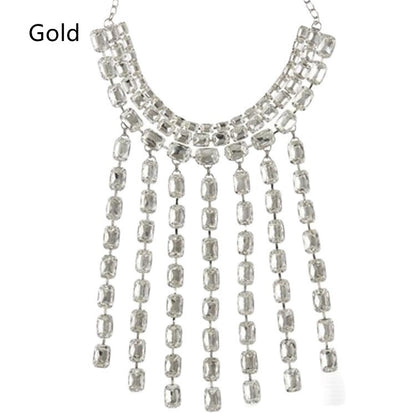 Women's Fashion Rhinestone Multi-layered Tassel Necklace