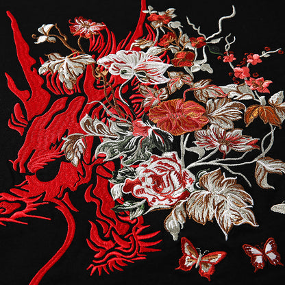 Embroidered dragon head hoodie