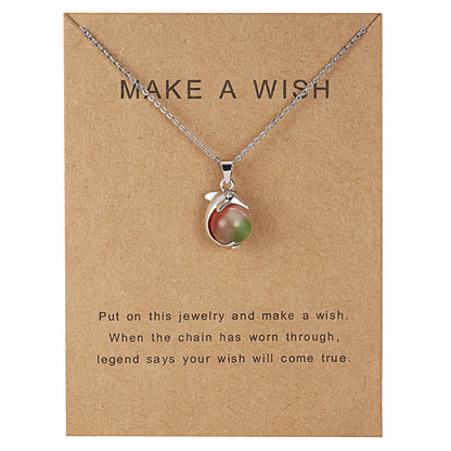 Women's Temperament Dolphin Shape Natural Stone Paper Card Necklace