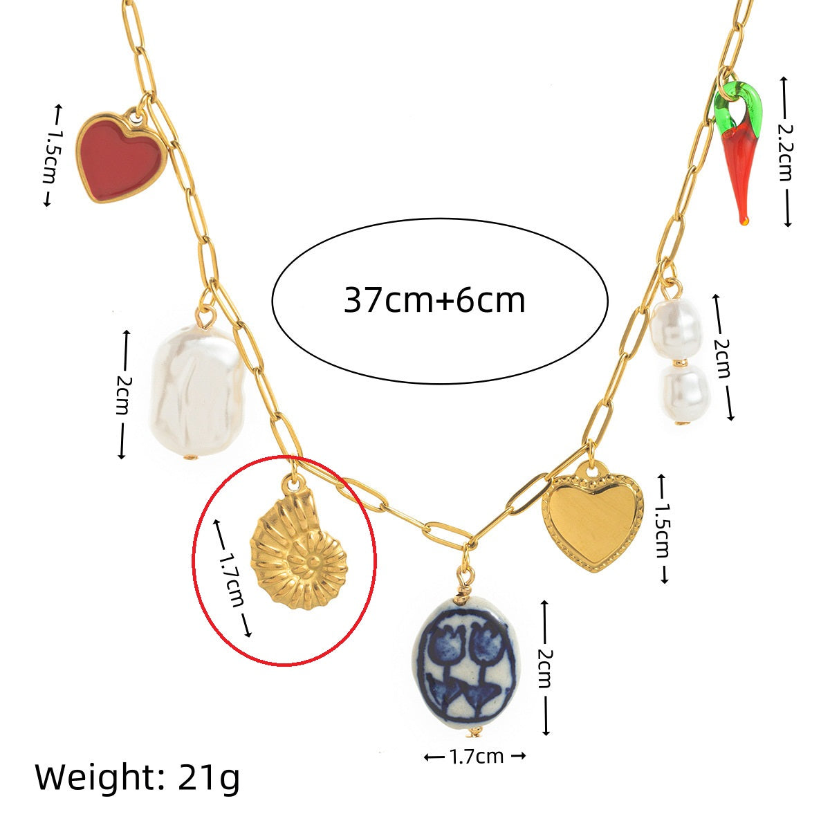 Stainless Steel Conch Ocean Style Heart-shaped Free Diy Pendant Clavicle Necklace
