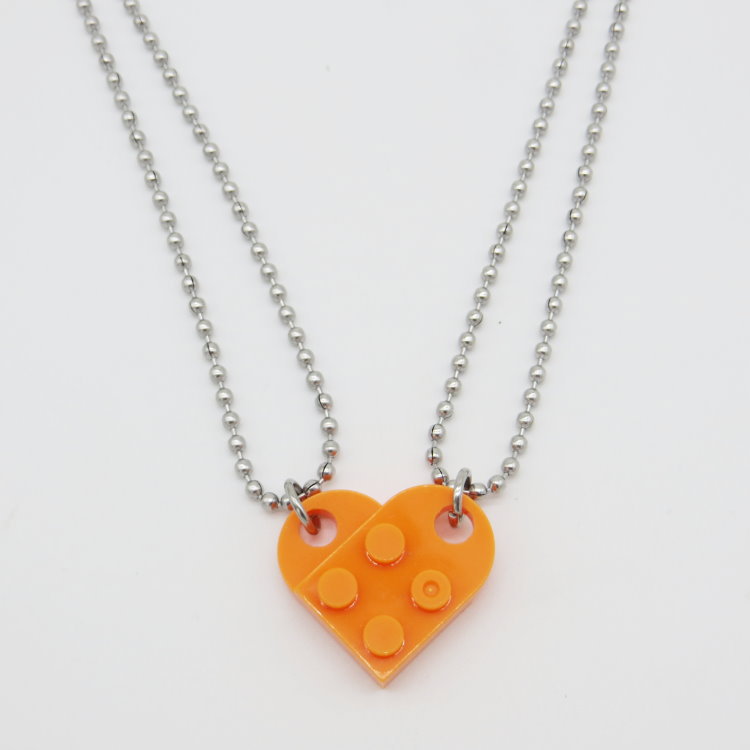 Detachable Love Heart Shaped Block Pendant Necklace