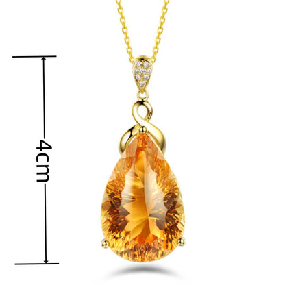 Women's Fashion Simple Imitation Natural Citrine Pendant Necklace