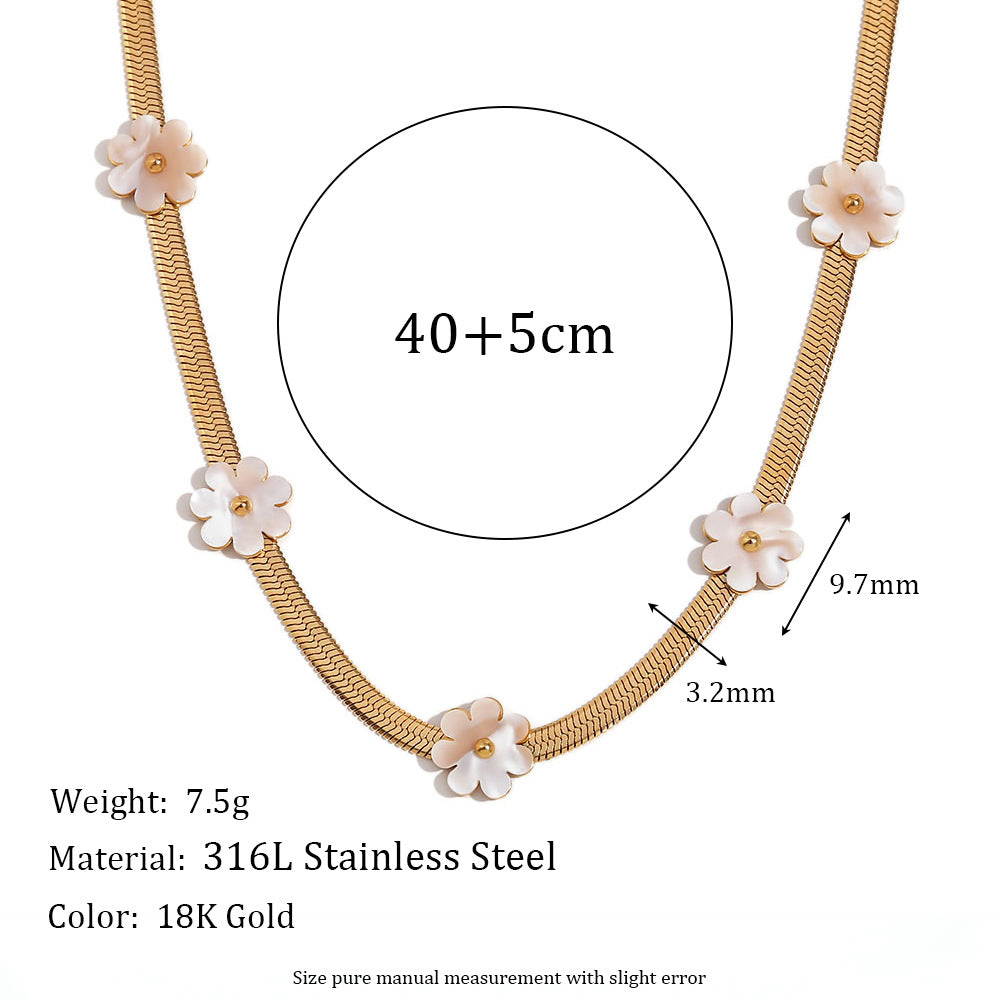 Fashion Special-interest 18K Gold Blade Chain Shell Flower Necklace