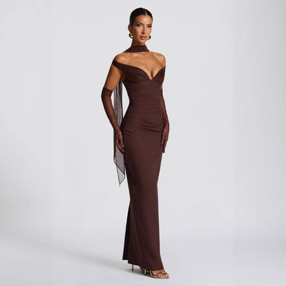 Sexy Hot Girl Tube Top Off-shoulder Waist Elastic Hip Dress