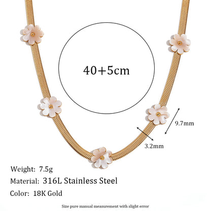 Fashion Special-interest 18K Gold Blade Chain Shell Flower Necklace