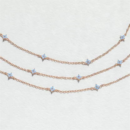 Blue Flower Necklace Copper Plated Real Gold Jewelry Niche Temperament