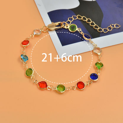 Colorful Gemstone Necklace Simple And Versatile Square Shape