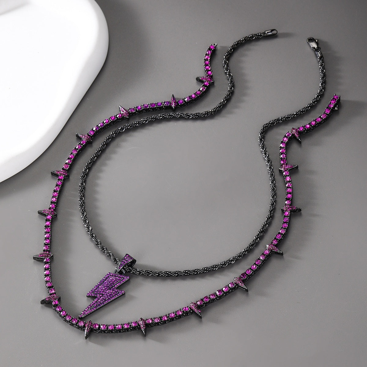 Black Panther Necklace Alloy Diamond Lightning Pendant Suit