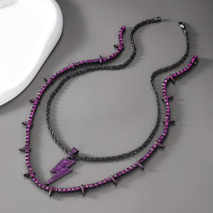 Black Panther Necklace Alloy Diamond Lightning Pendant Suit