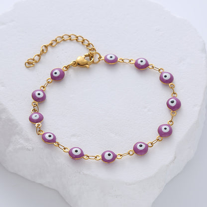 Titanium Steel Round Eye Lucky Amulet Bracelet
