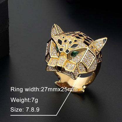 Gold And Rhodium Plating Leopard Man