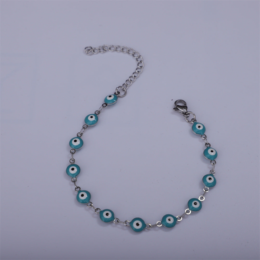 Titanium Steel Round Eye Lucky Amulet Bracelet