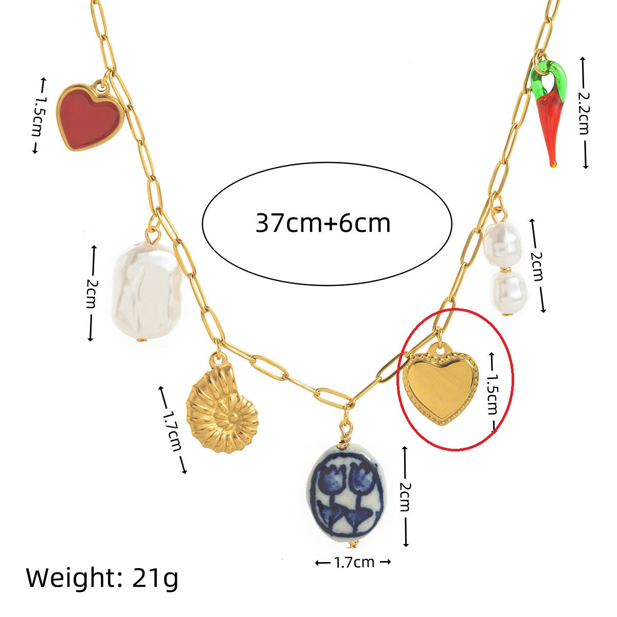 Stainless Steel Conch Ocean Style Heart-shaped Free Diy Pendant Clavicle Necklace