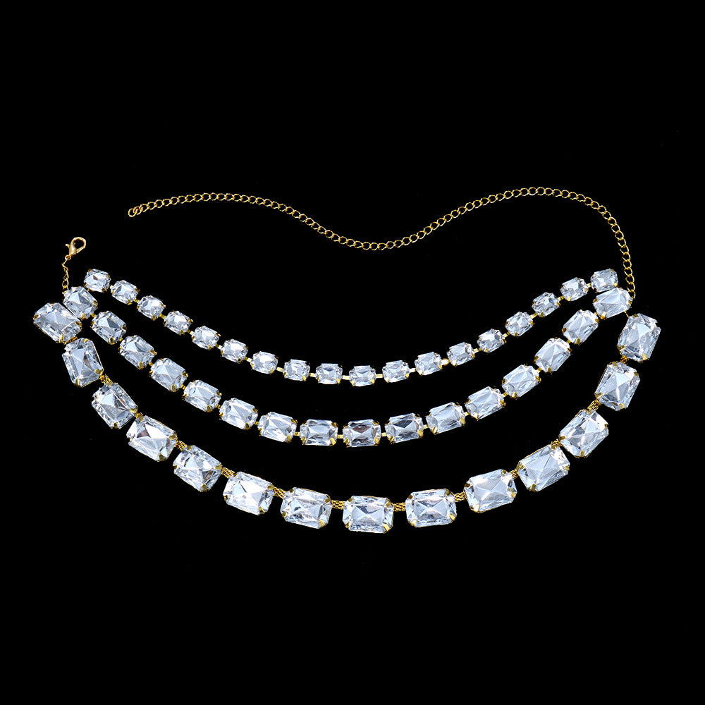 Women's Fashion Rhinestone Multi-layered Tassel Necklace