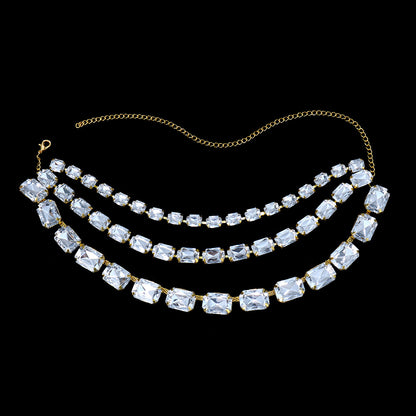 Women's Fashion Rhinestone Multi-layered Tassel Necklace