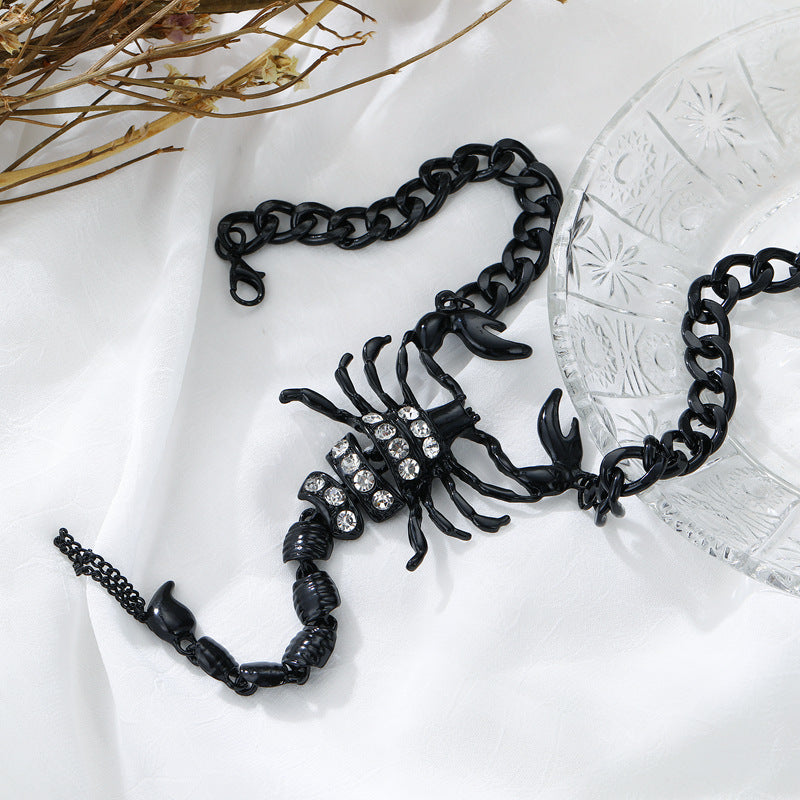 Simple Gun Black Diamond Scorpion Anklet