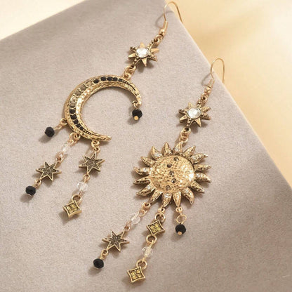 Long Sun Moon Women's Earrings Retro Style