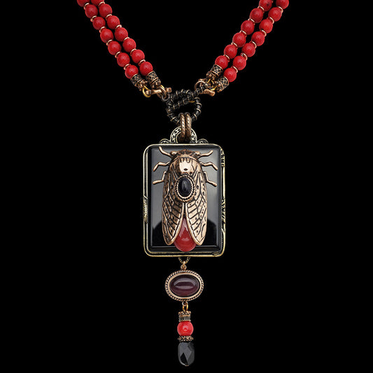 Agate Bead Copper Necklace