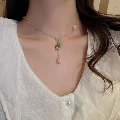 Pearl Linglan Flower Necklace Niche Light