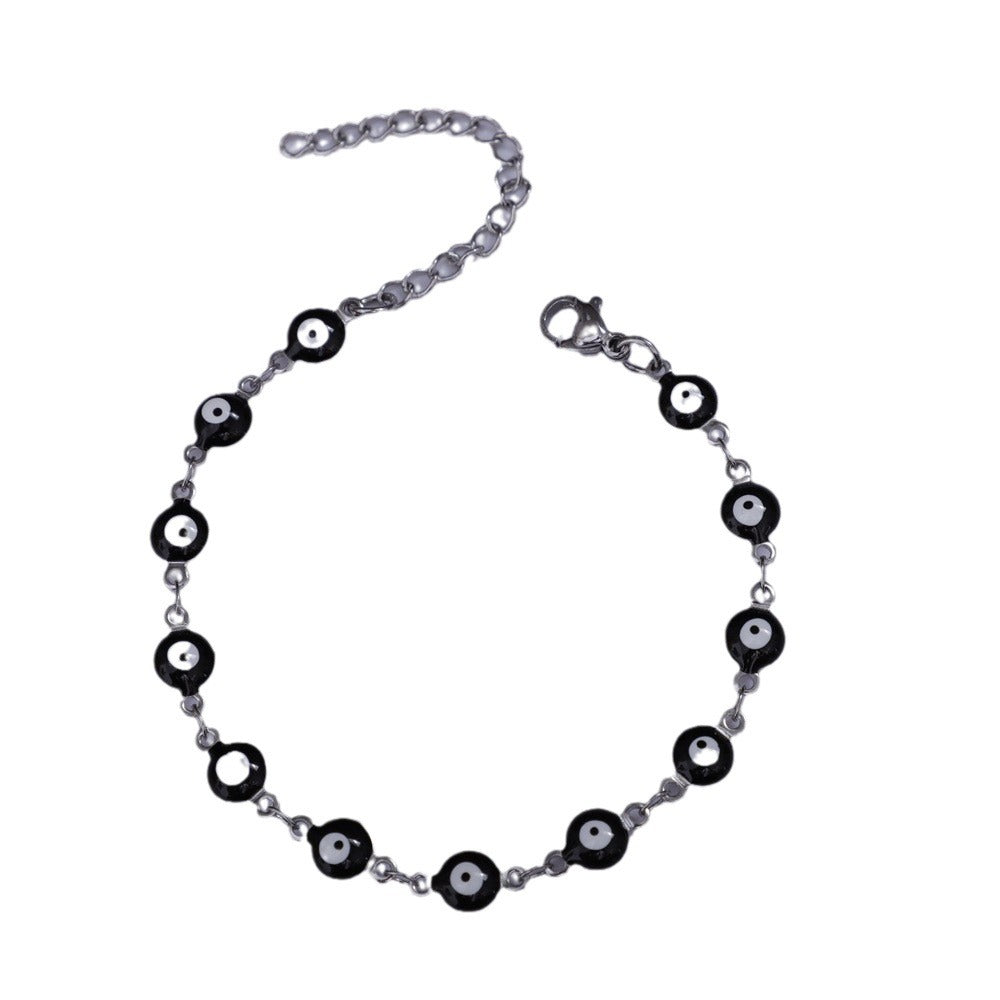 Titanium Steel Round Eye Lucky Amulet Bracelet