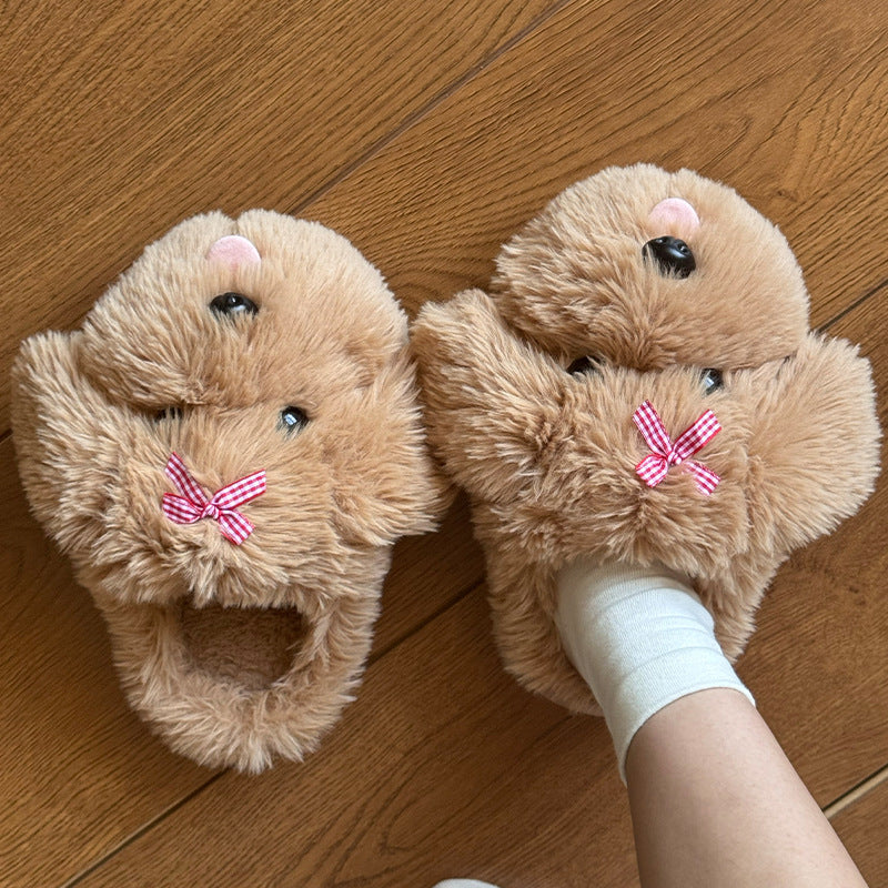 Women's Winter Plush Cartoon Puppy Cotton Slippers