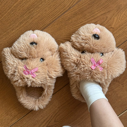 Women's Winter Plush Cartoon Puppy Cotton Slippers