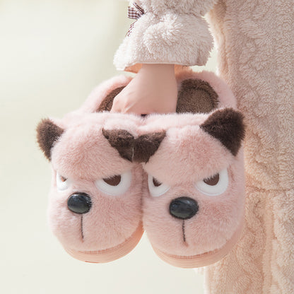 Warm And Cute Puppy Platform Non Slip Cotton Slippers