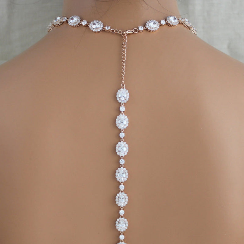 European And American Fashion Water Drop Back Crystal Necklace