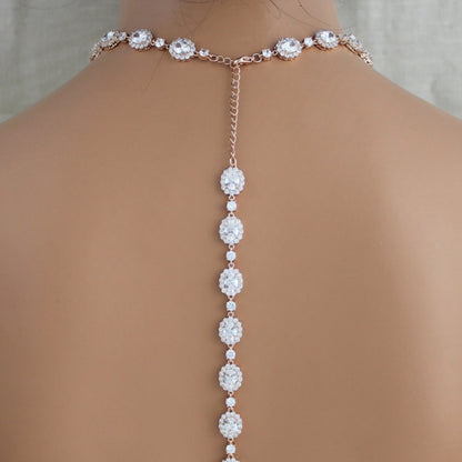 European And American Fashion Water Drop Back Crystal Necklace