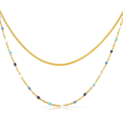 Multicolor Epoxy Chain Snake Bone Layered Necklace