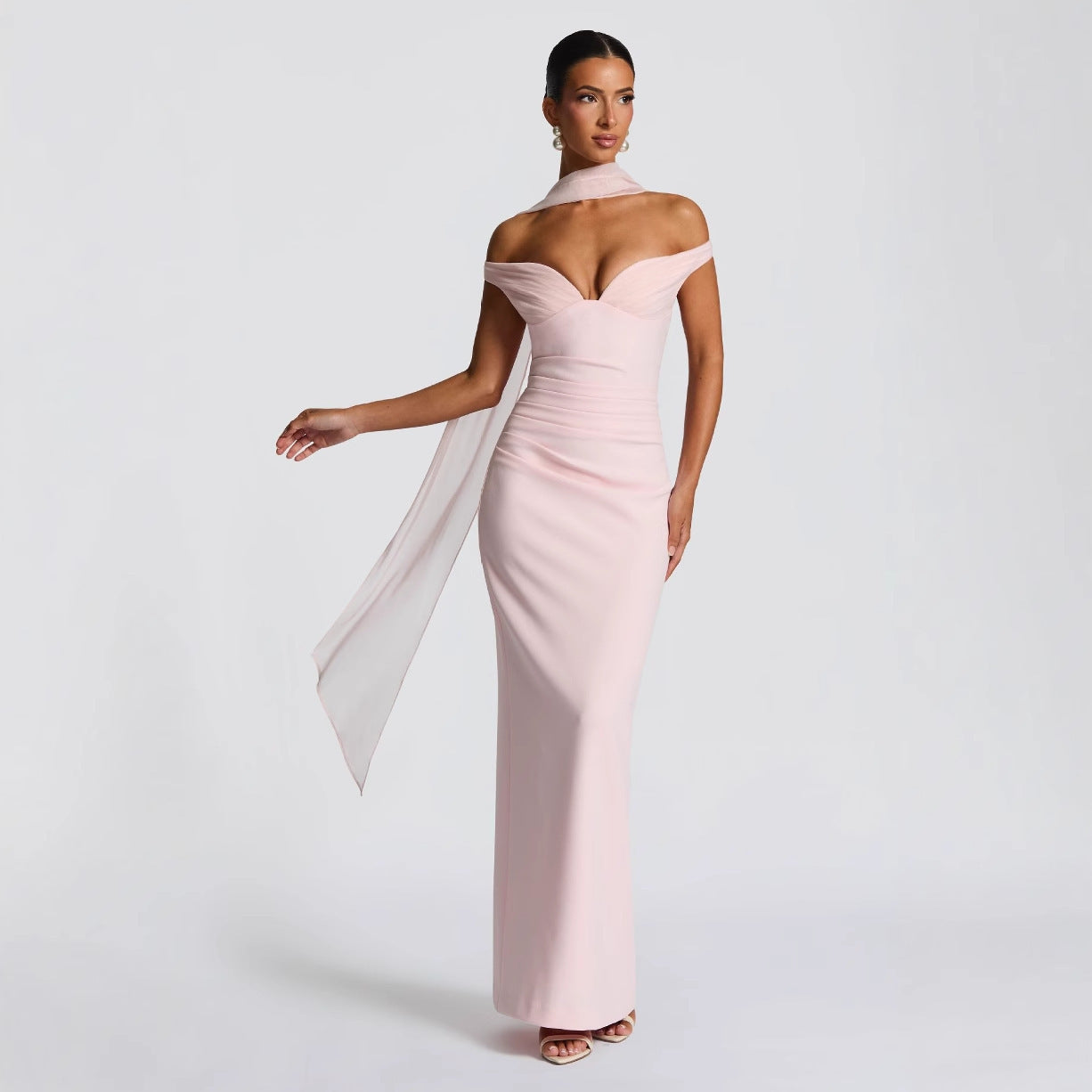 Sexy Hot Girl Tube Top Off-shoulder Waist Elastic Hip Dress