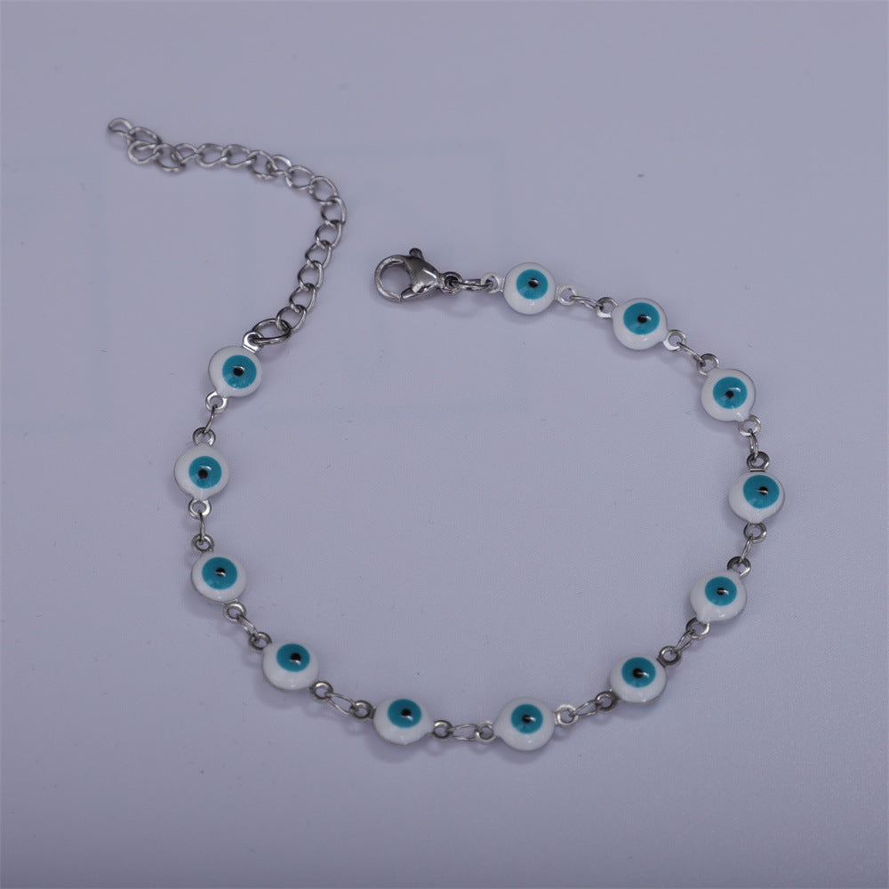 Titanium Steel Round Eye Lucky Amulet Bracelet