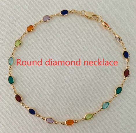 Colorful Gemstone Necklace Simple And Versatile Square Shape