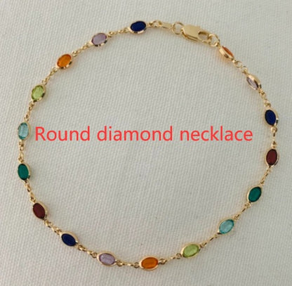 Colorful Gemstone Necklace Simple And Versatile Square Shape