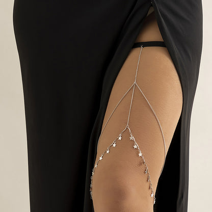 Geometric Star Rhinestone Fringe Thigh Chain