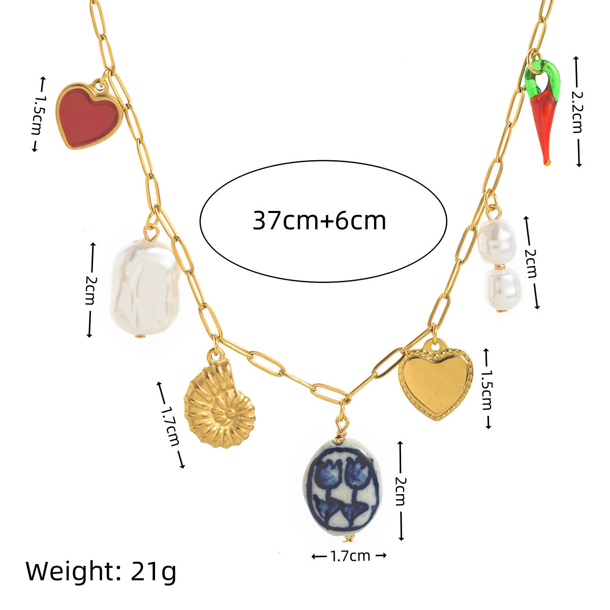 Stainless Steel Conch Ocean Style Heart-shaped Free Diy Pendant Clavicle Necklace