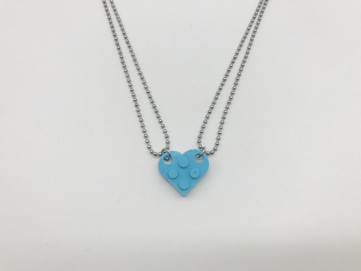 Detachable Love Heart Shaped Block Pendant Necklace