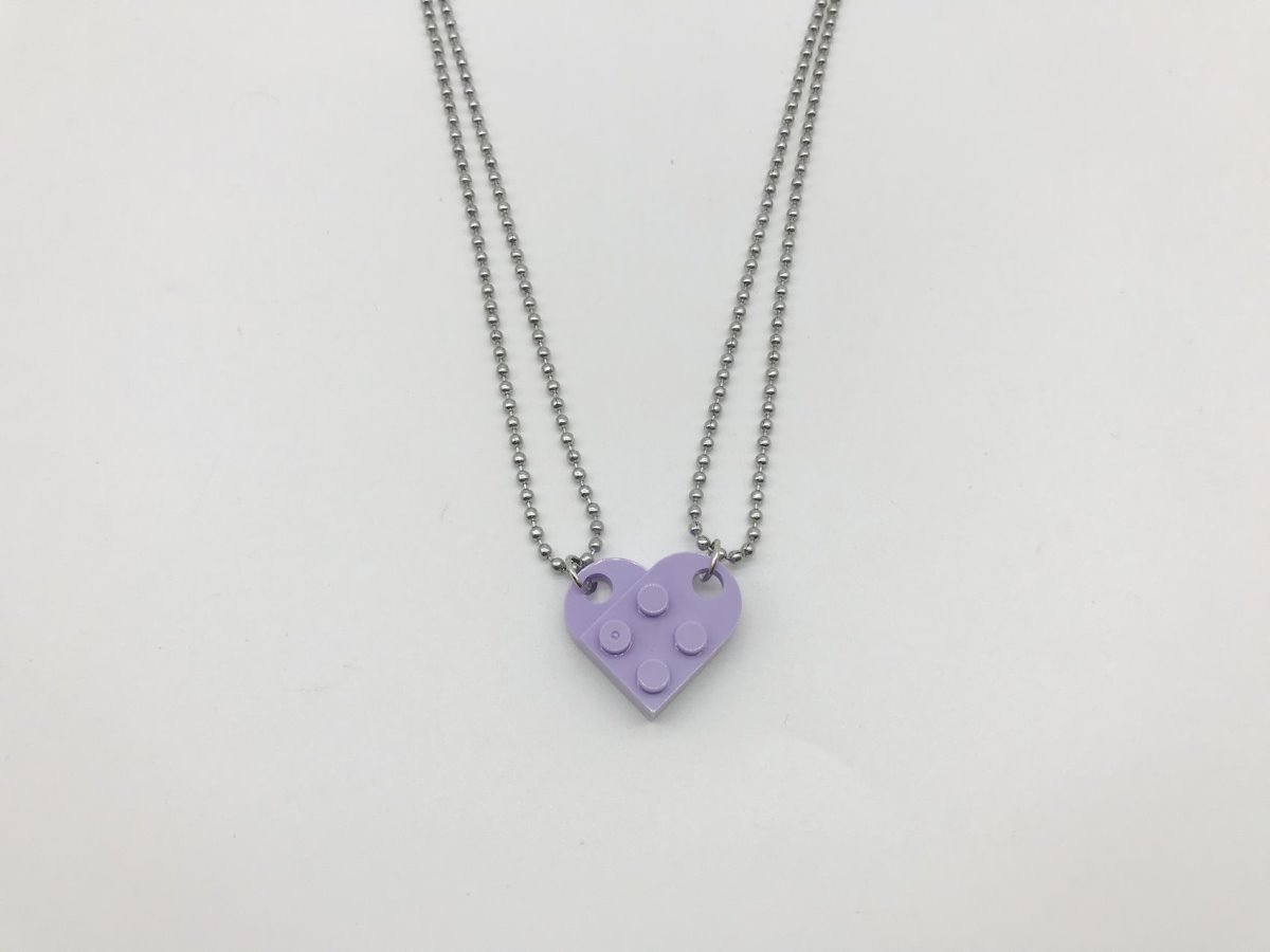 Detachable Love Heart Shaped Block Pendant Necklace