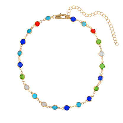 Colorful Gemstone Necklace Simple And Versatile Square Shape