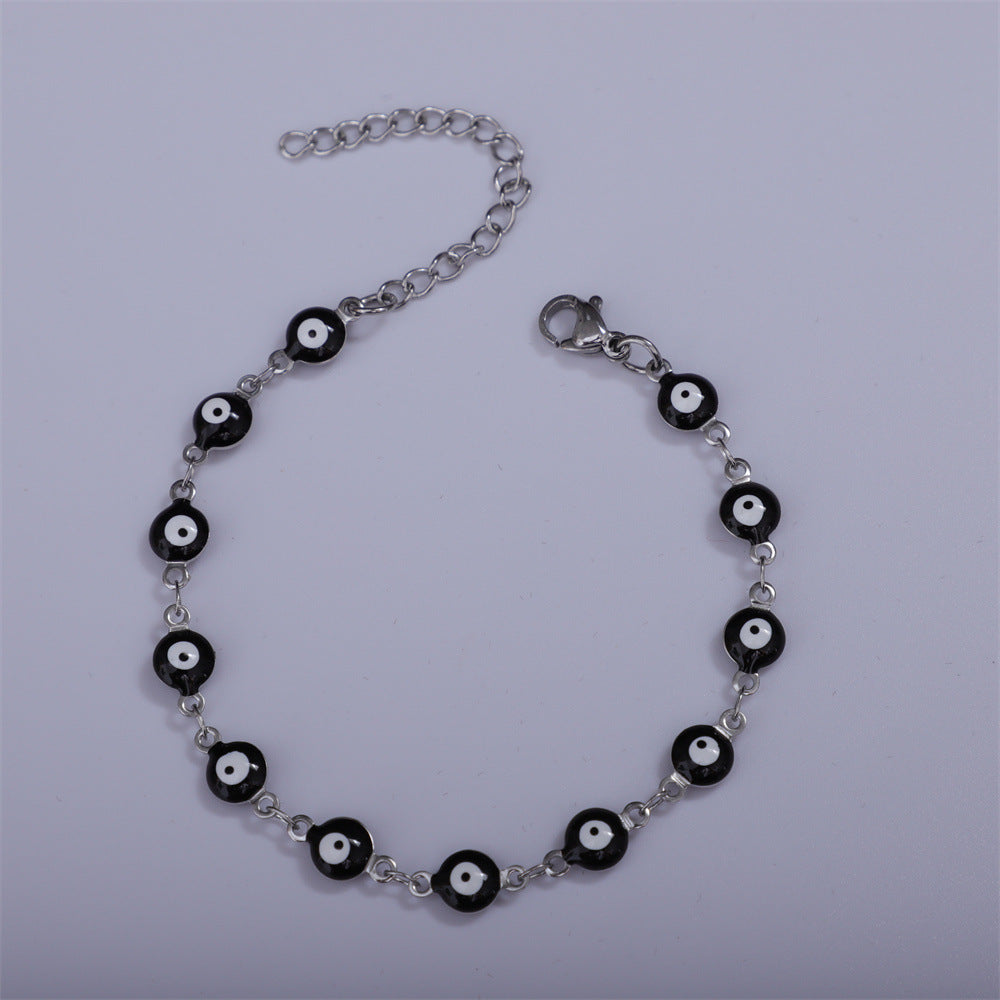 Titanium Steel Round Eye Lucky Amulet Bracelet