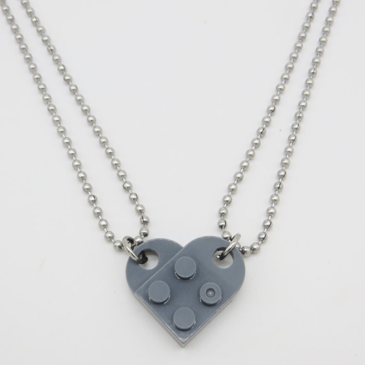 Detachable Love Heart Shaped Block Pendant Necklace