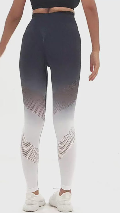 New Hollow Design Gradient Printed Yoga Pants Seamless High Waist Hip Lifting Fitness Leggings For Women Quick Drying Trousers